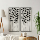 Dainty Flower Wall Decor, Black/Gold, Set of 2