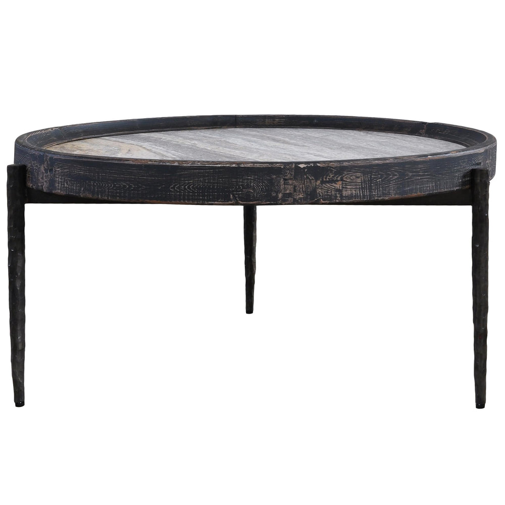 Dakota Round Coffee Table, Weathered Black-Furniture - Accent Tables-High Fashion Home
