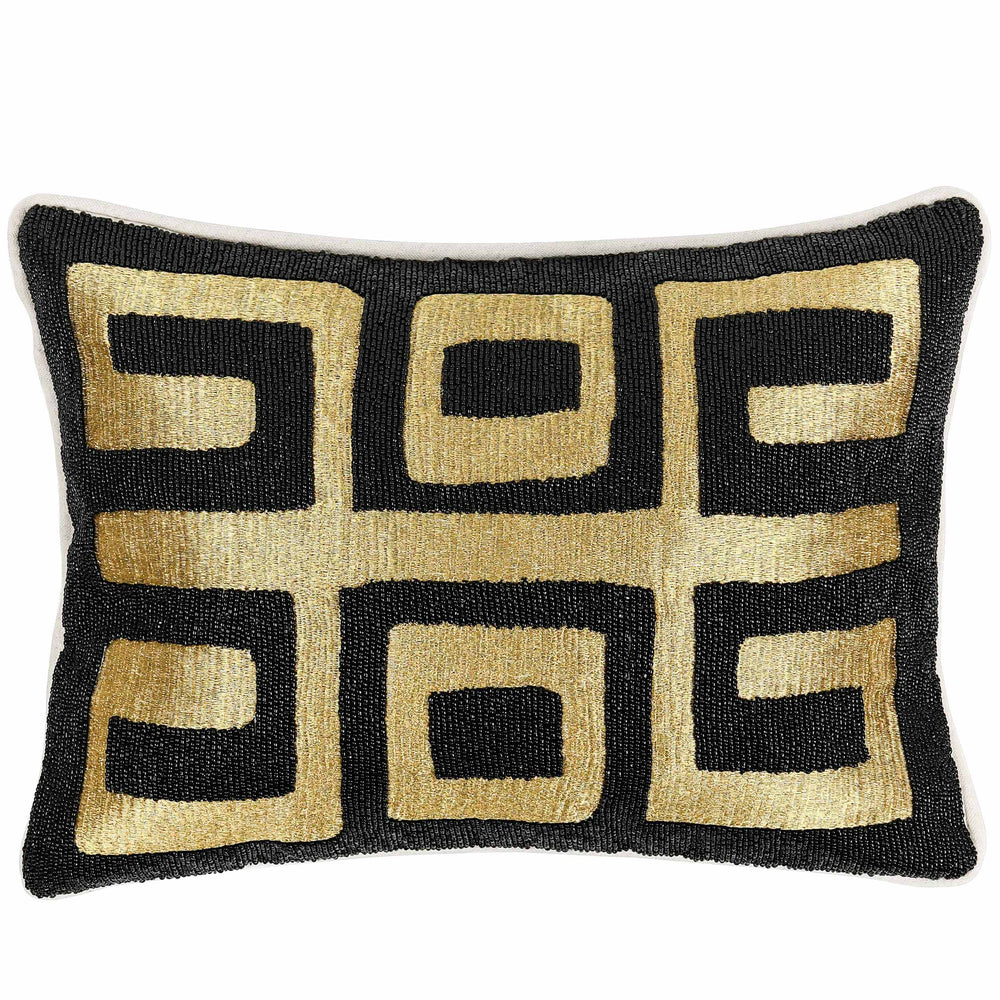 Dala Pillow, Black/Gold-Accessories-High Fashion Home