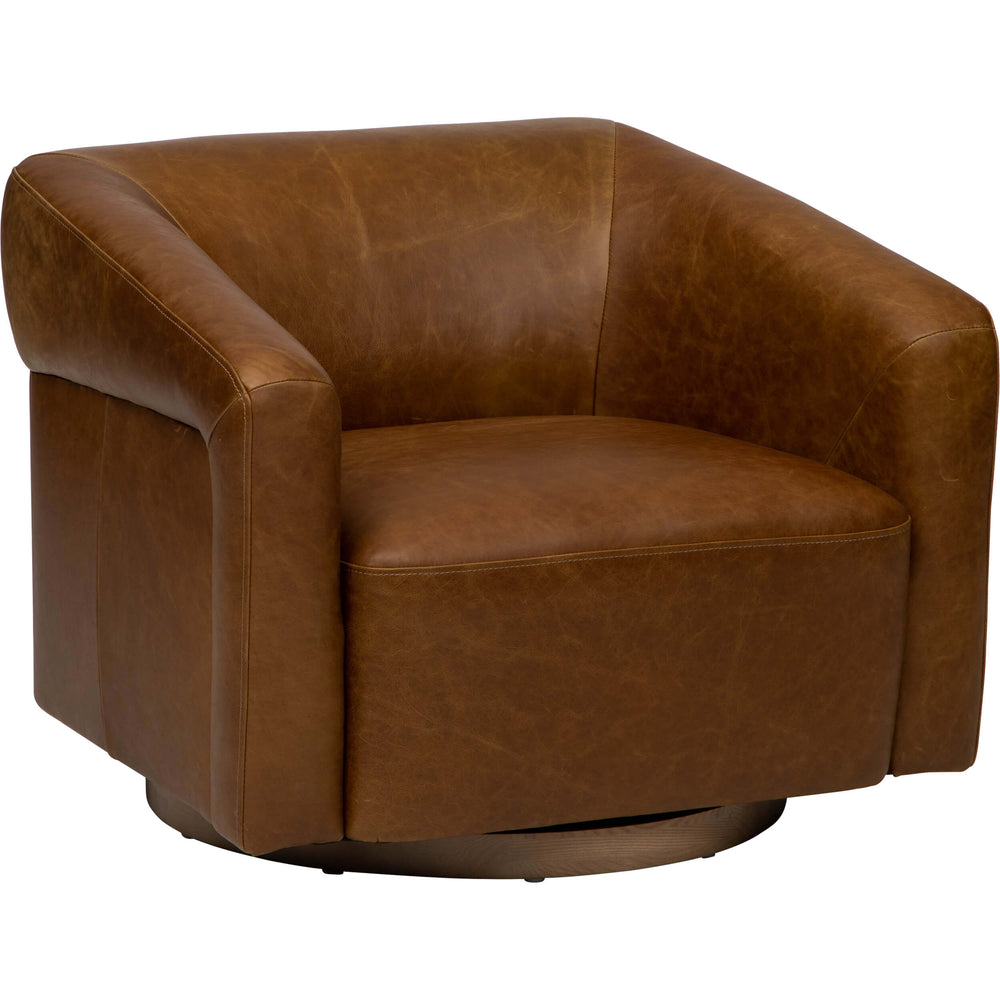 Dana Leather Swivel Chair, Concord Mink by Becki Owens
