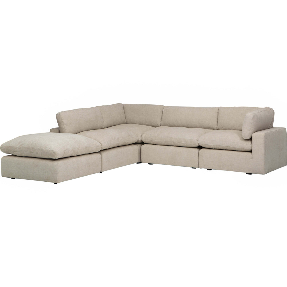 Dante 5 Piece Sectional, Heather Tweed Pebble