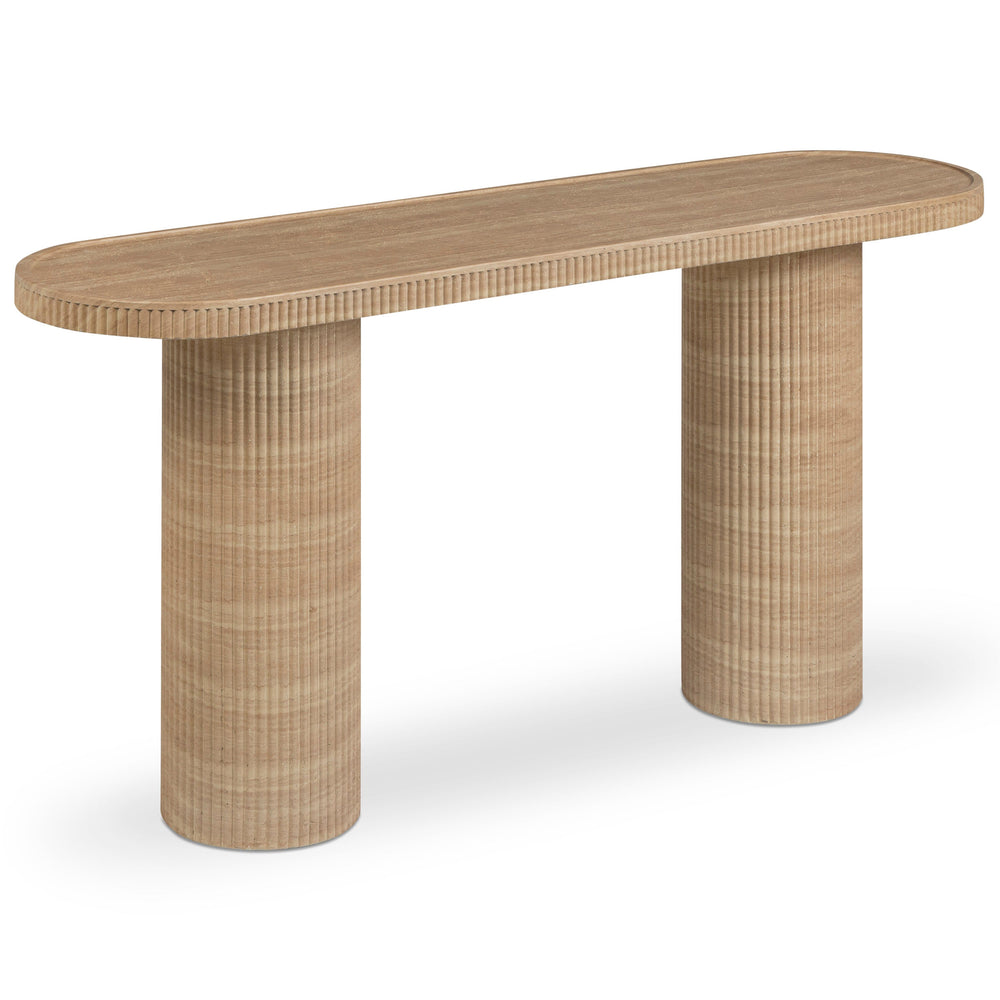 Darcy Console Table, Faux Travertine