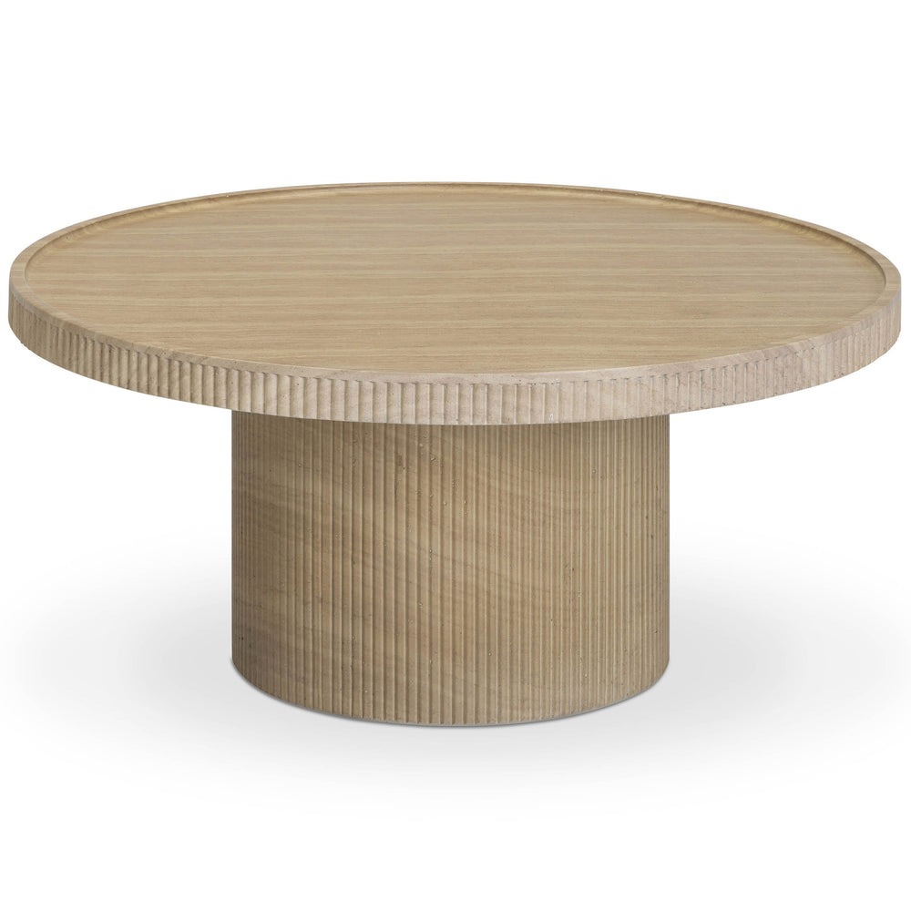Darcy Outdoor Round Coffee Table, Travertine