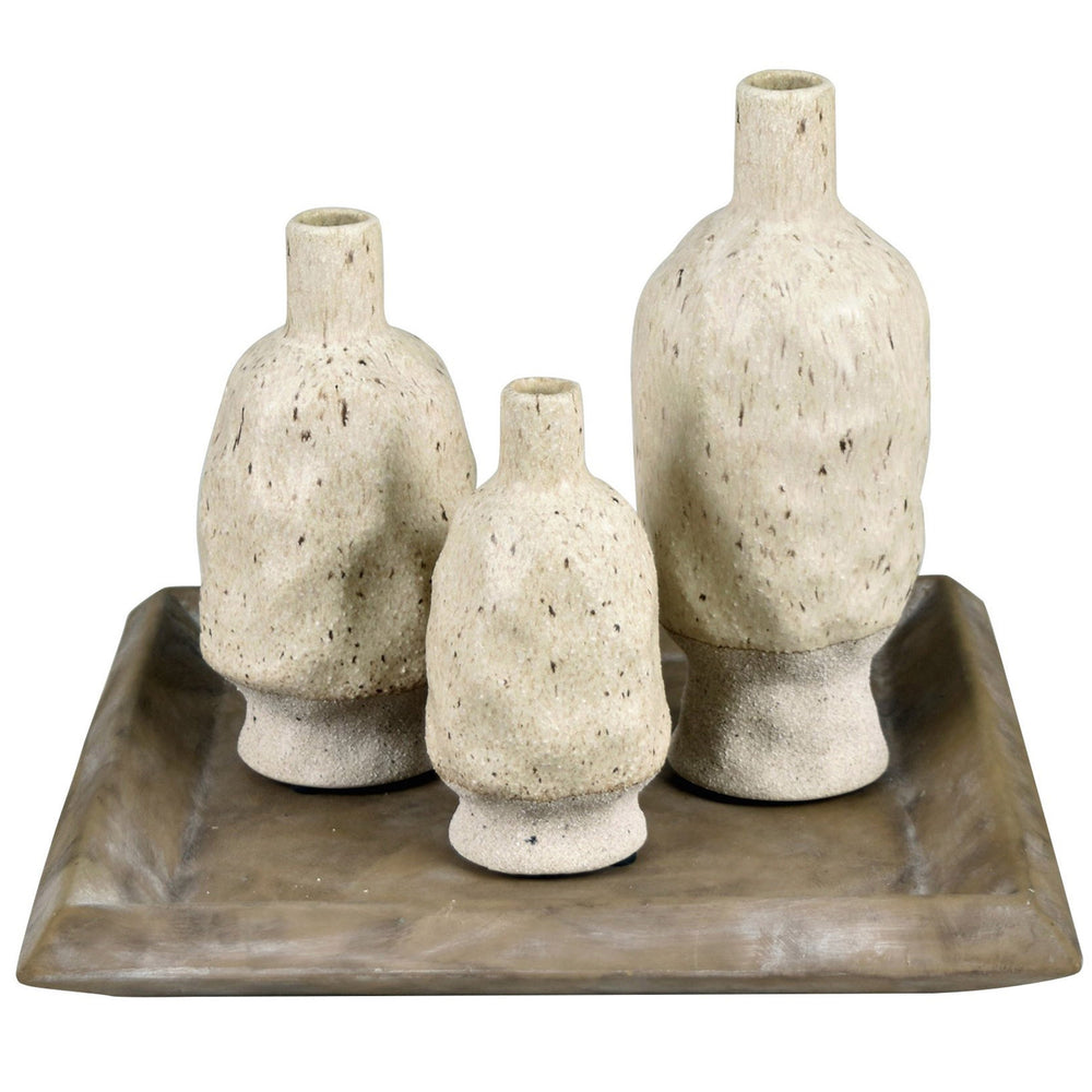 Darrown Vases & Tray, Off-White, Set of 3-Accessories-High Fashion Home
