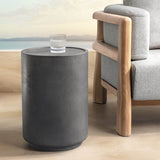 Darsa Outdoor Round Accent Table, Dark Gray-Furniture - Outdoor-High Fashion Home
