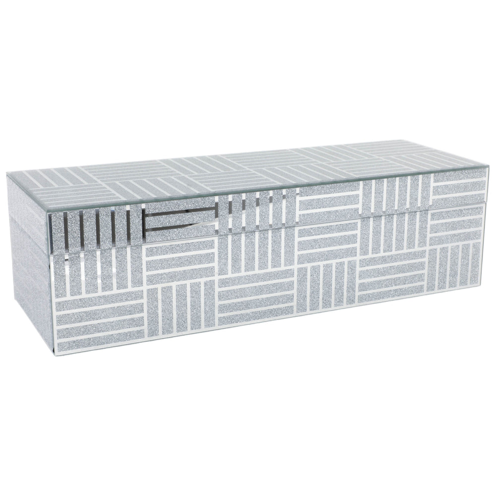 Dashes Glass Box, Silver-Accessories-High Fashion Home