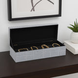 Dashes Glass Box, Silver-Accessories-High Fashion Home