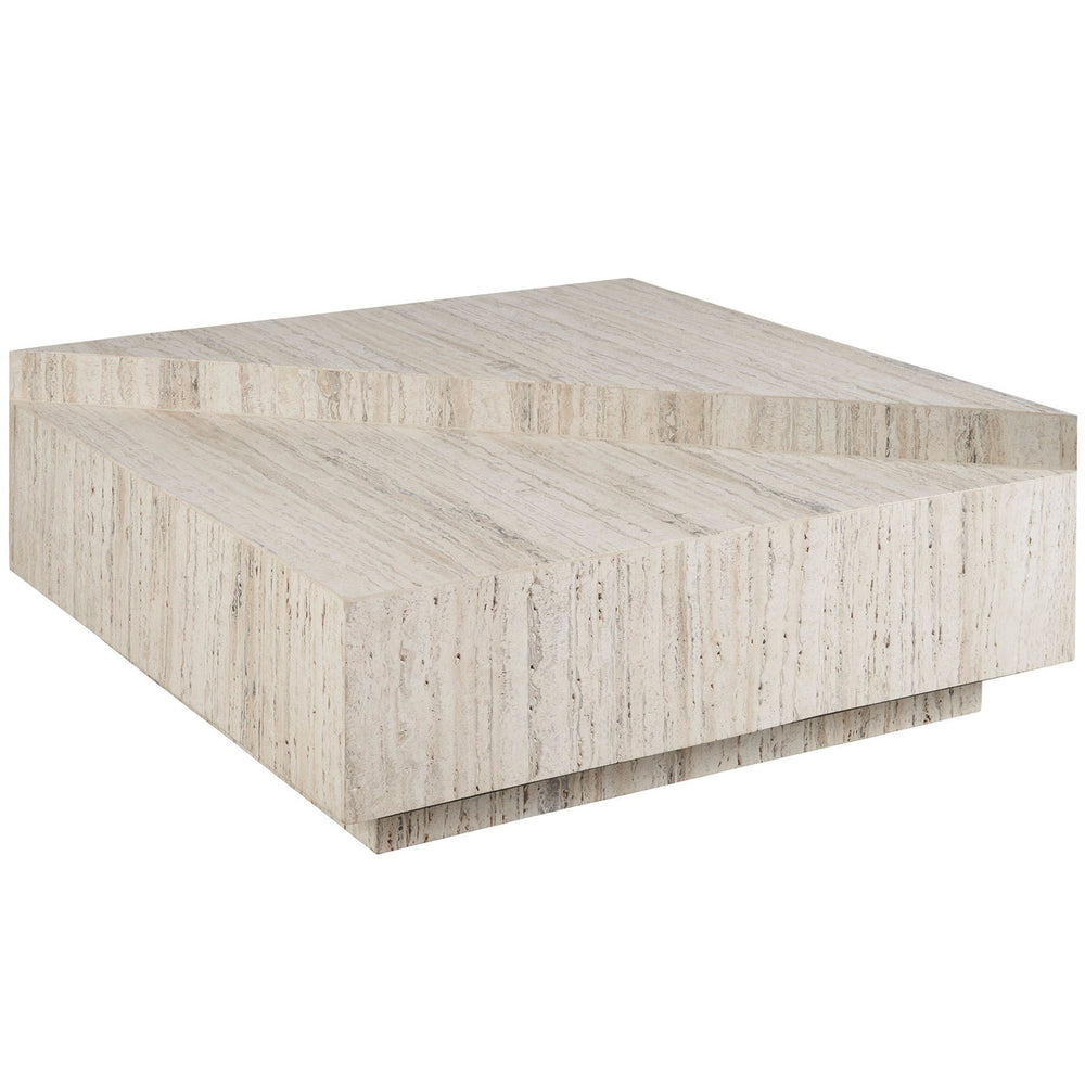 Daxton Cocktail Table, White Travertine-Furniture - Accent Tables-High Fashion Home