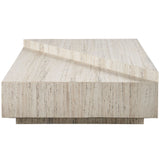 Daxton Cocktail Table, White Travertine-Furniture - Accent Tables-High Fashion Home