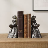 Daydreaming Frogs Bookends, Set of 2, Silver-Accessories-High Fashion Home