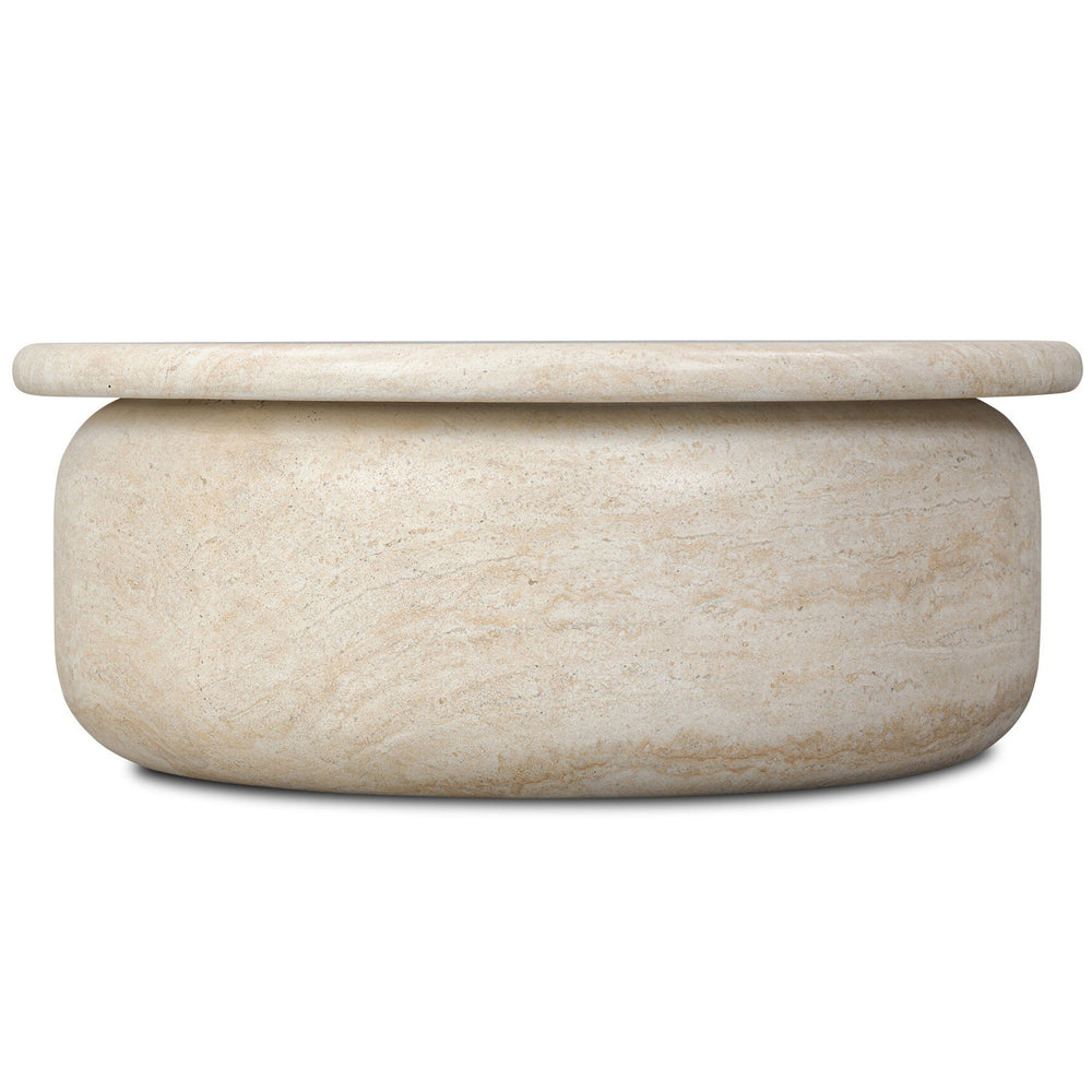 Dayna Coffee Table, Faux Travertine by Amber Lewis x Four Hands-Furniture - Accent Tables-High Fashion Home