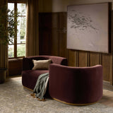 Deandra Tete A Tete Chaise, Surrey Plum by Four Hands