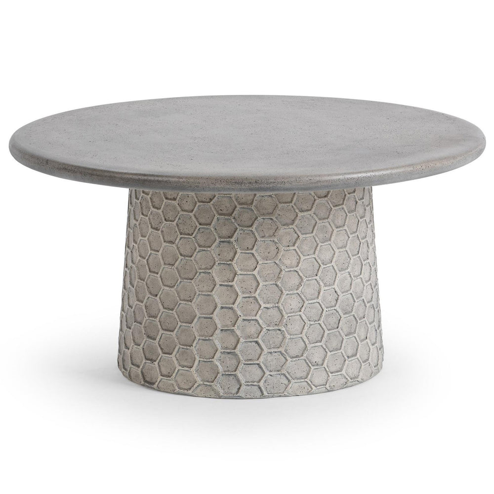 Delaine Outdoor Round Coffee Table, Light Gray-Furniture - Outdoor-High Fashion Home