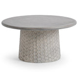 Delaine Outdoor Round Coffee Table, Light Gray-Furniture - Outdoor-High Fashion Home