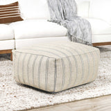 Delgada Pouf, Natural/Blue-Furniture - Chairs-High Fashion Home