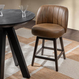 Della Swivel Counter Stool, Camel-Furniture - Chairs-High Fashion Home