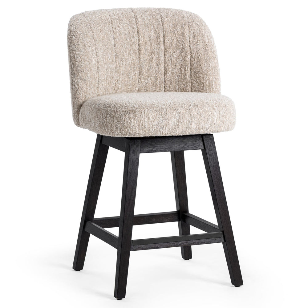Della Swivel Counter Stool, Sandy Cream-Furniture - Chairs-High Fashion Home