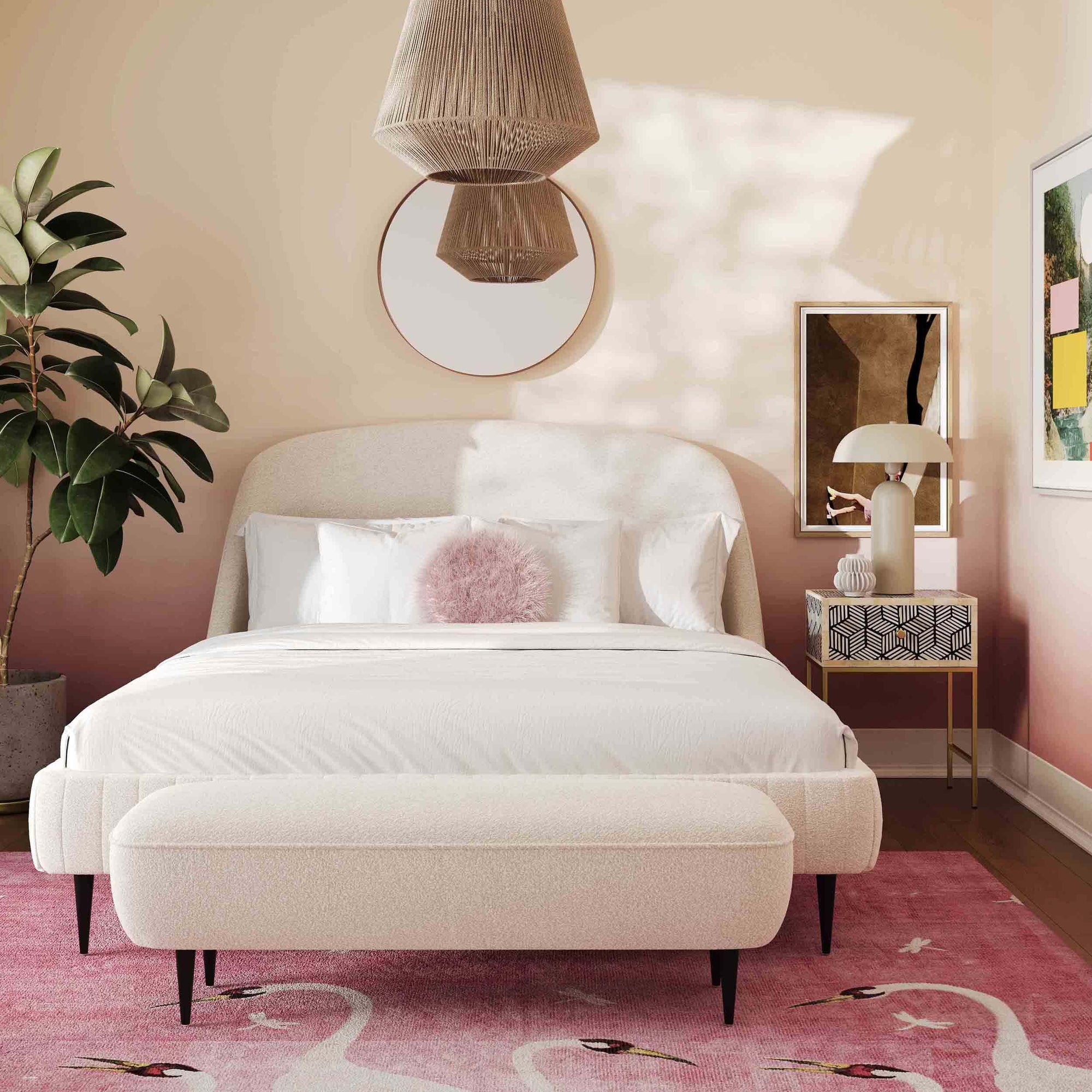 Denise Boucle Bed, Cream – High Fashion Home