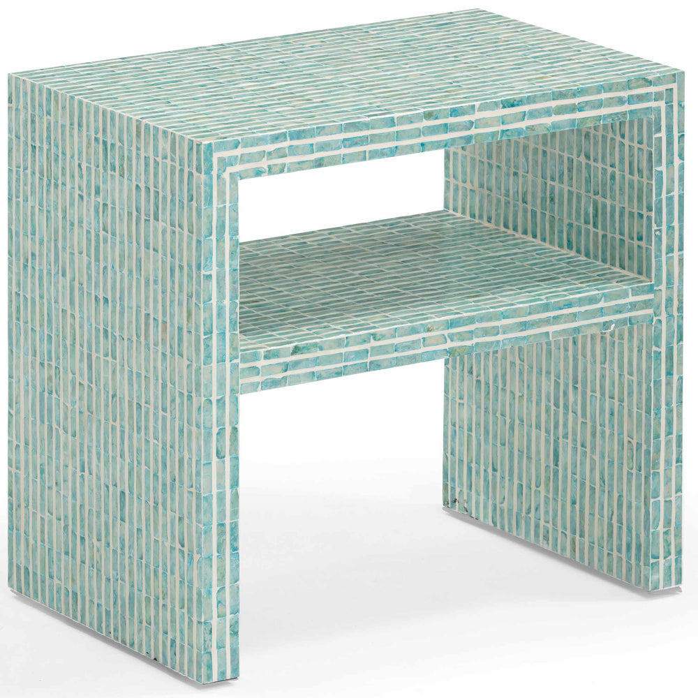 Derry Capiz Shell Nightstand, Blue