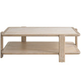 Desert and Stone Cocktail Table, White Travertine-Furniture - Accent Tables-High Fashion Home