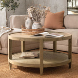 Devin Round Coffee Table, Khaki Mist-Furniture - Accent Tables-High Fashion Home