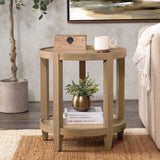Devin Round End Table, Khaki Mist