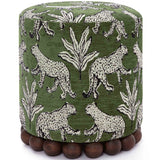 Dex Leopard Ottoman, Olive Green