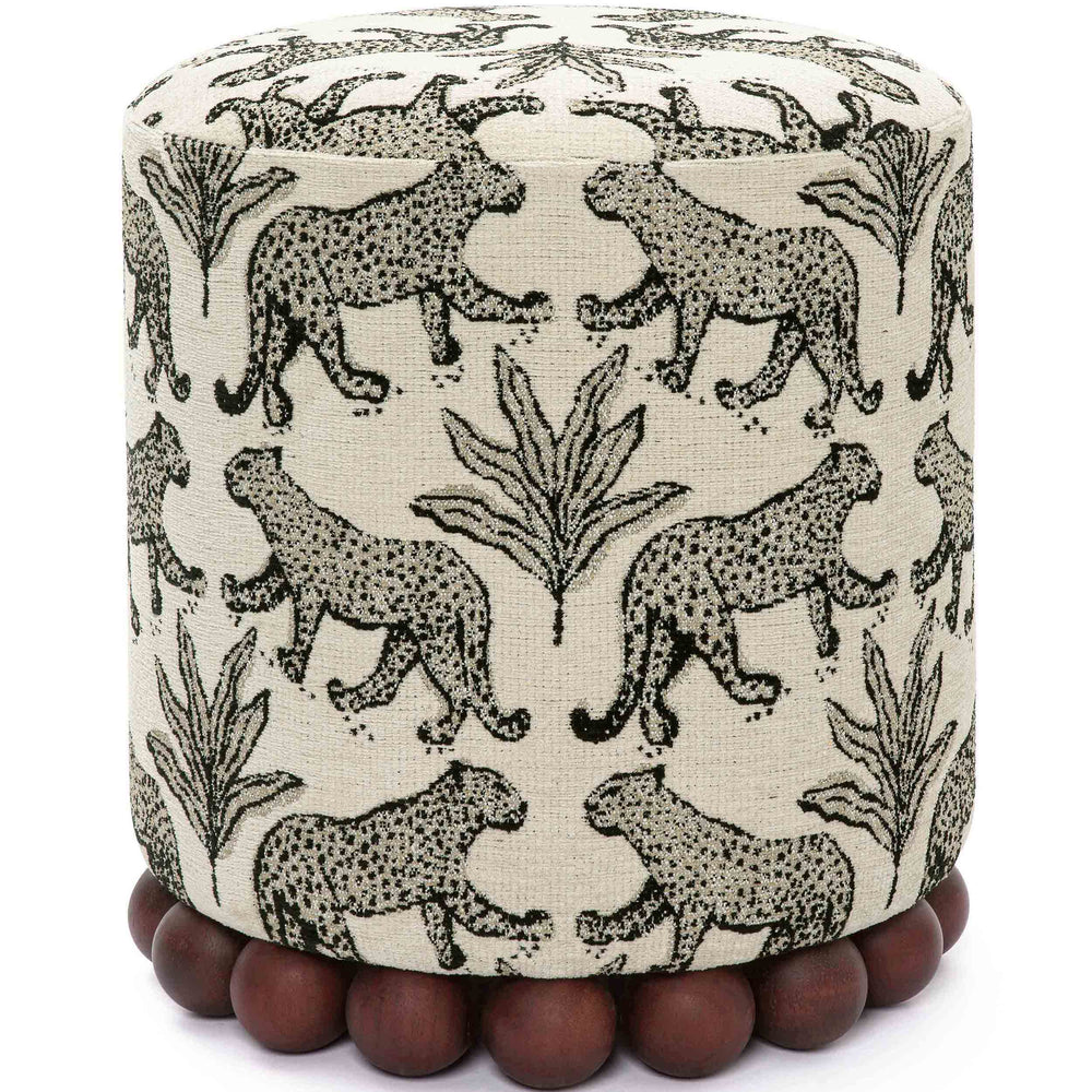 Dex Leopard Ottoman, Taupe