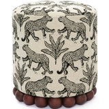 Dex Leopard Ottoman, Taupe
