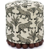 Dex Leopard Ottoman, Taupe