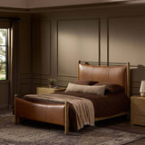 Dina Leather Bed, Sonoma Chestnut by Four Hands-Furniture - Bedroom-High Fashion Home