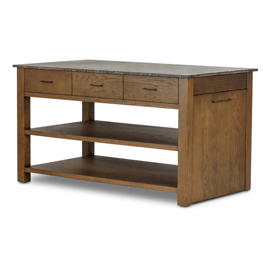 Divina Kitchen Island, Warm Grey Marble by Four Hands-Furniture - Dining-High Fashion Home