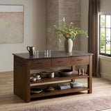 Divina Kitchen Island, Warm Grey Marble by Four Hands-Furniture - Dining-High Fashion Home