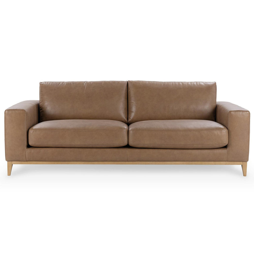 Donovan Leather Sofa, Tan-Furniture - Sofas-High Fashion Home