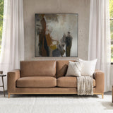 Donovan Leather Sofa, Tan-Furniture - Sofas-High Fashion Home
