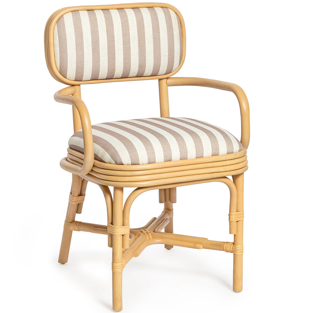 Dorine Striped Dining Armchair, Khaki-Furniture - Dining-High Fashion Home