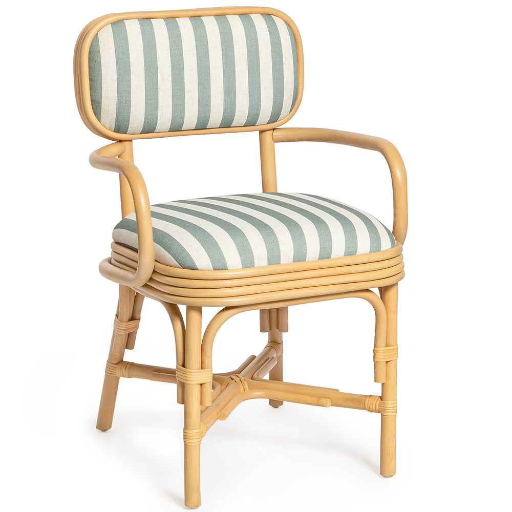 Dorine Striped Dining Armchair, Mint Green-Furniture - Dining-High Fashion Home
