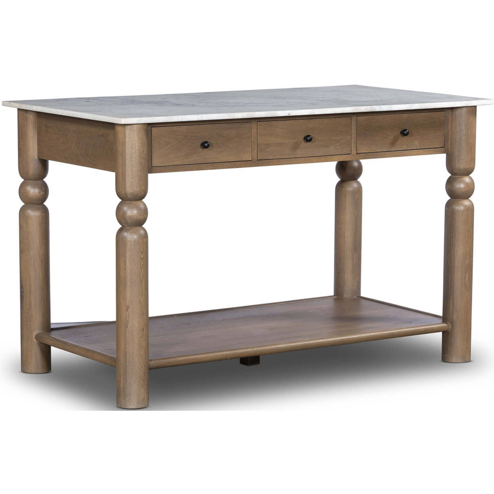Dothan Kitchen Island, White Marble-Furniture - Dining-High Fashion Home