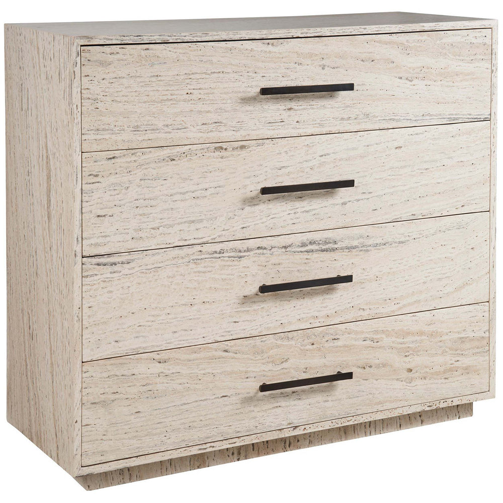 Dove 4 Drawer Chest, White Travertine-Furniture - Storage-High Fashion Home