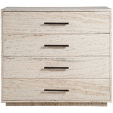 Dove 4 Drawer Chest, White Travertine-Furniture - Storage-High Fashion Home