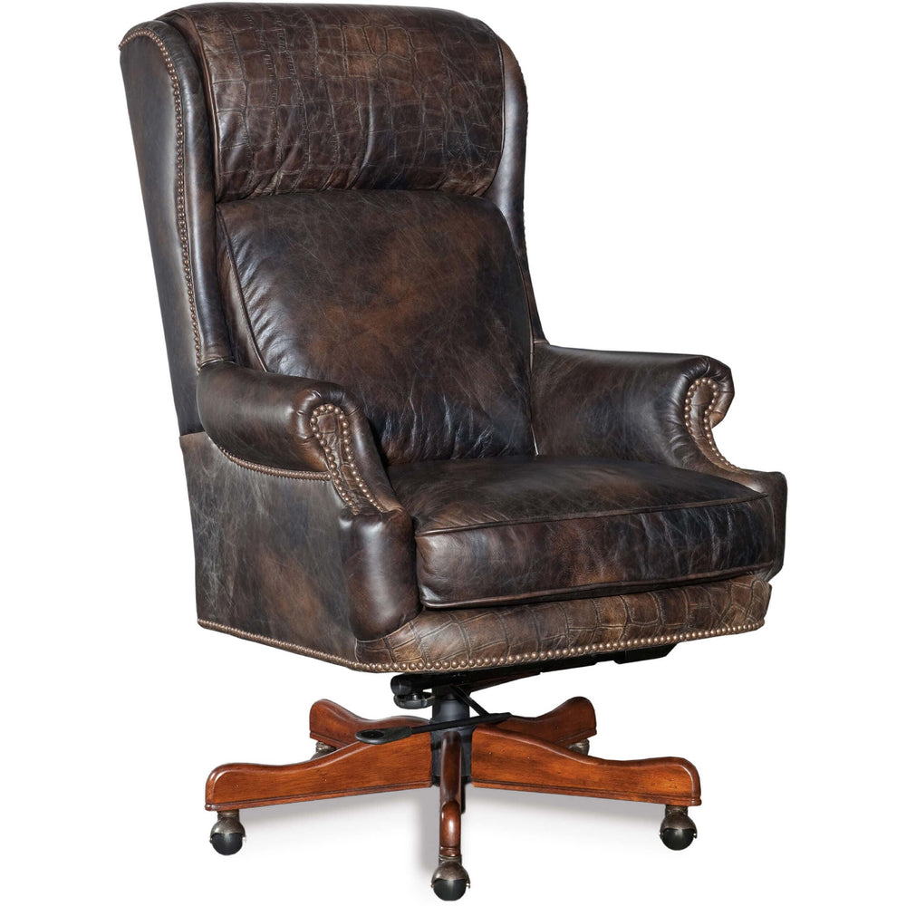 Tucker Executive Swivel Tilt Leather Chair, Old Saddle Fudge-Furniture - Office-High Fashion Home