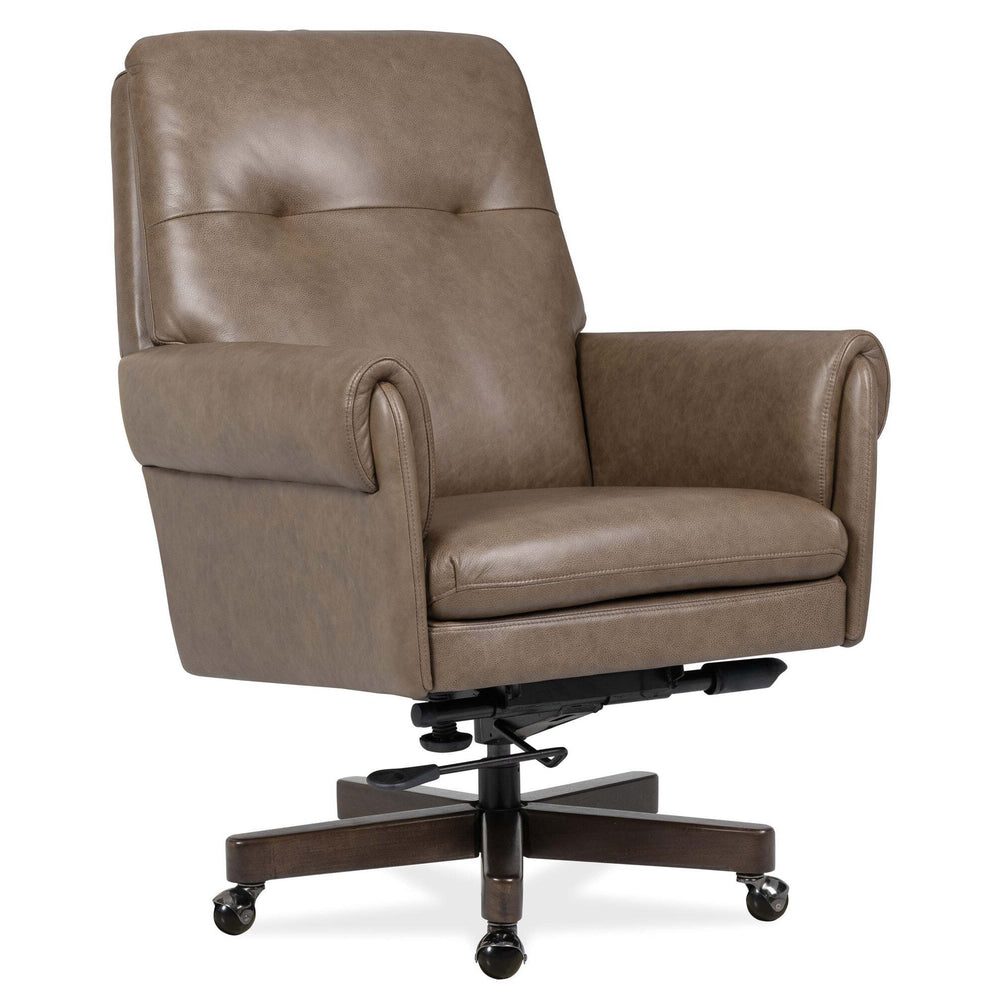 Lenora Leather Swivel Tilt Executive Chair, Brown-Furniture - Office-High Fashion Home