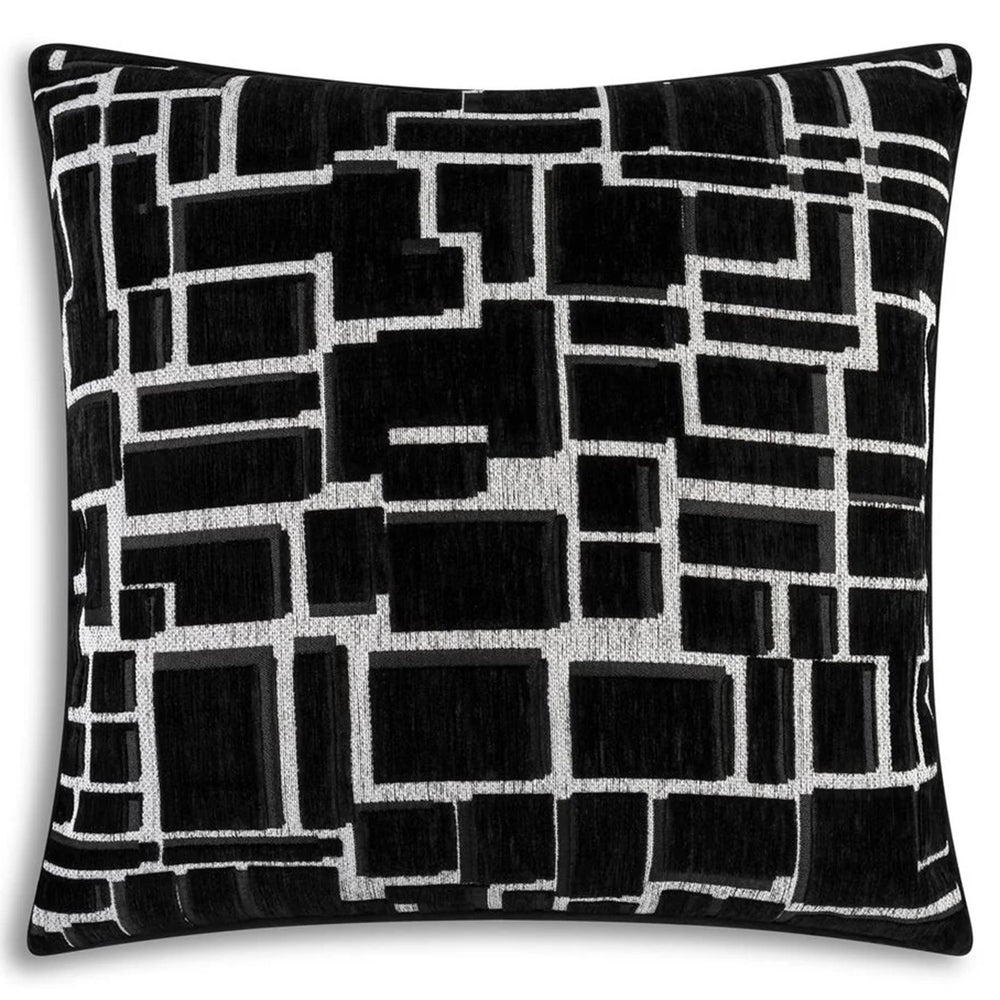 Eclipse Pillow, Black Modern Grid