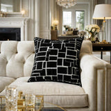 Eclipse Pillow, Black Modern Grid