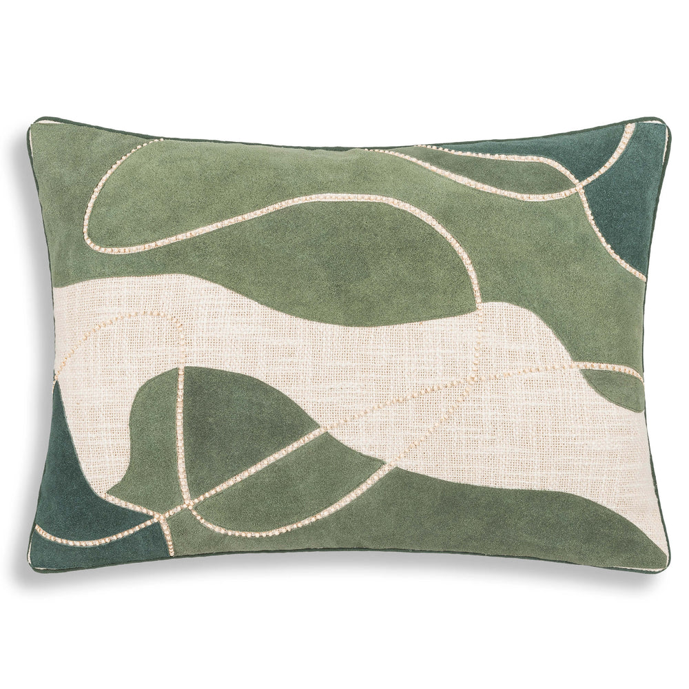 Ember Lumbar Pillow, Green/Cream-Accessories-High Fashion Home