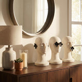 Hear, See, Speak No Evil Statuary, Black/White, Set of 3