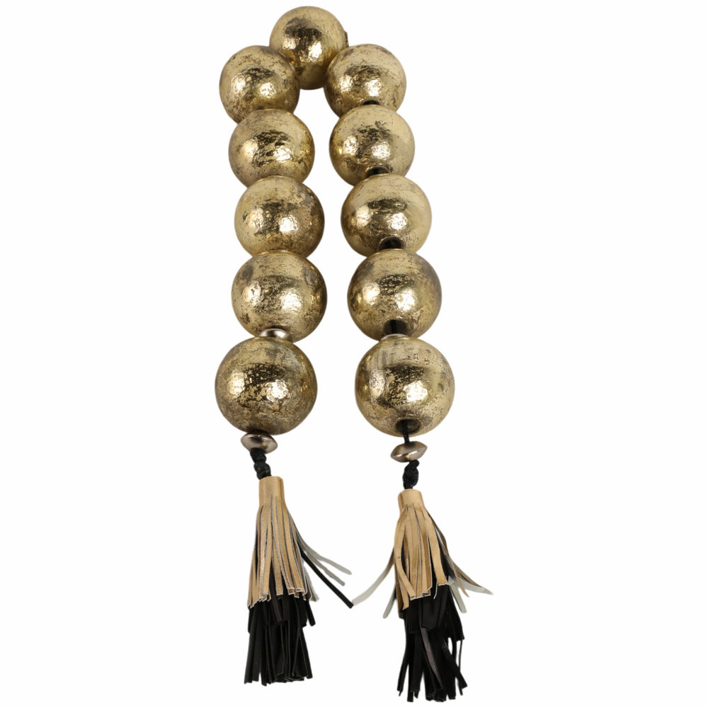 Lacey Glass Garland w/Tassel, Gold