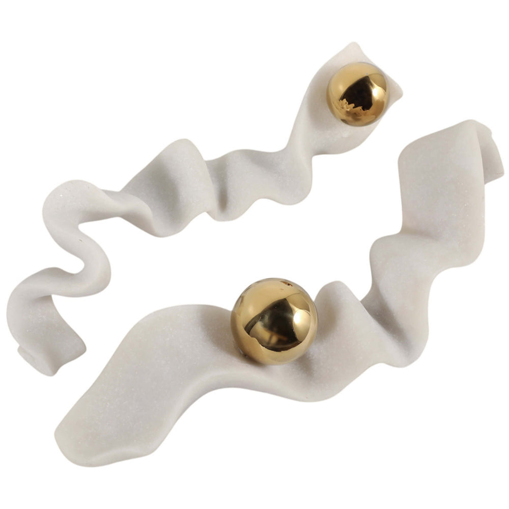 Dubois Quartz Resin Ribbon Wall Decor, White, Set of 2