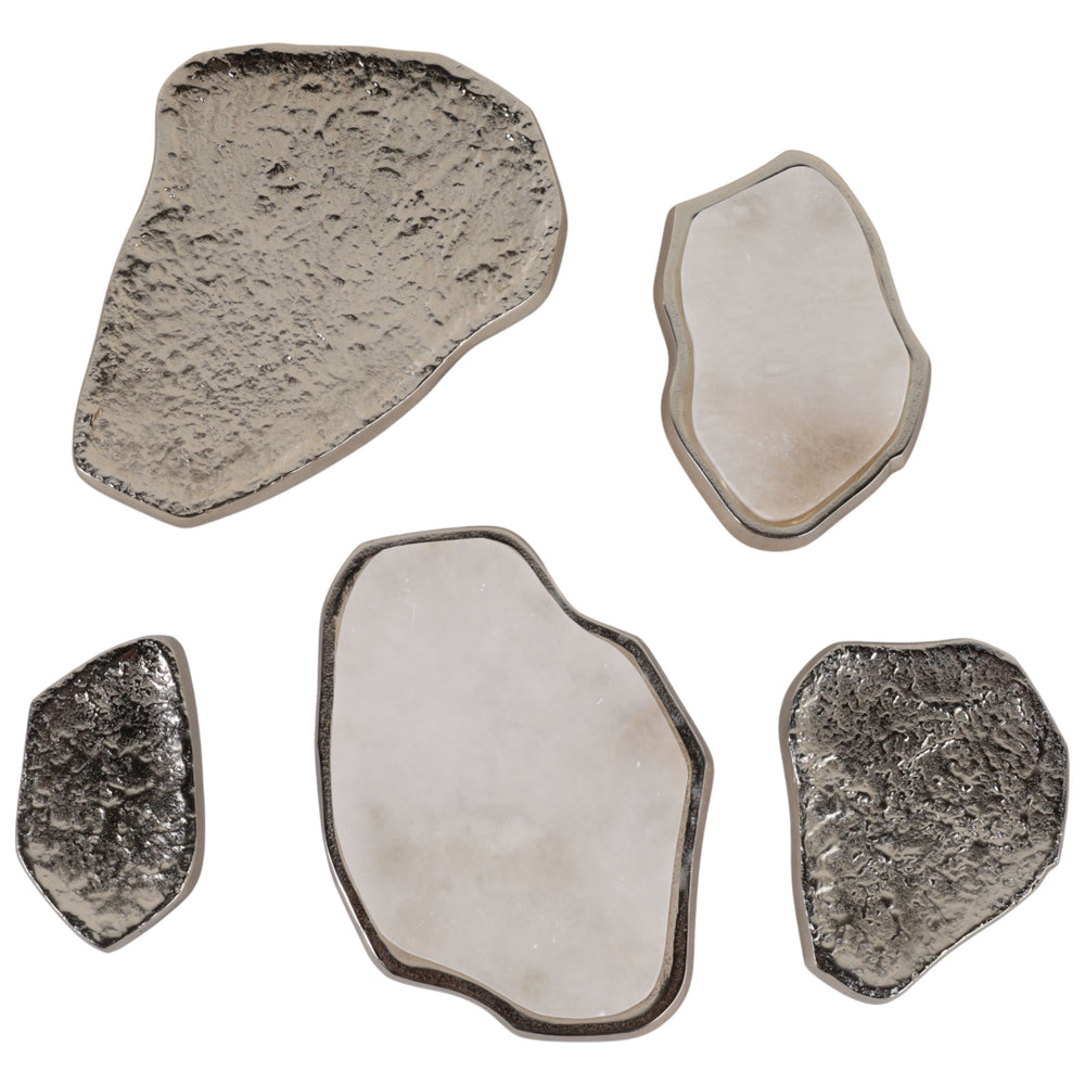 Obetz Wall Decor, Silver/Alabaster, Set of 5