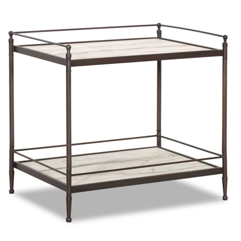 Eisen Nightstand, Striated Marble by Four Hands-Furniture - Bedroom-High Fashion Home